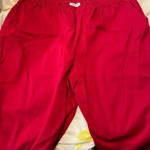 Red capris. Hardly worn. Needs ironing.